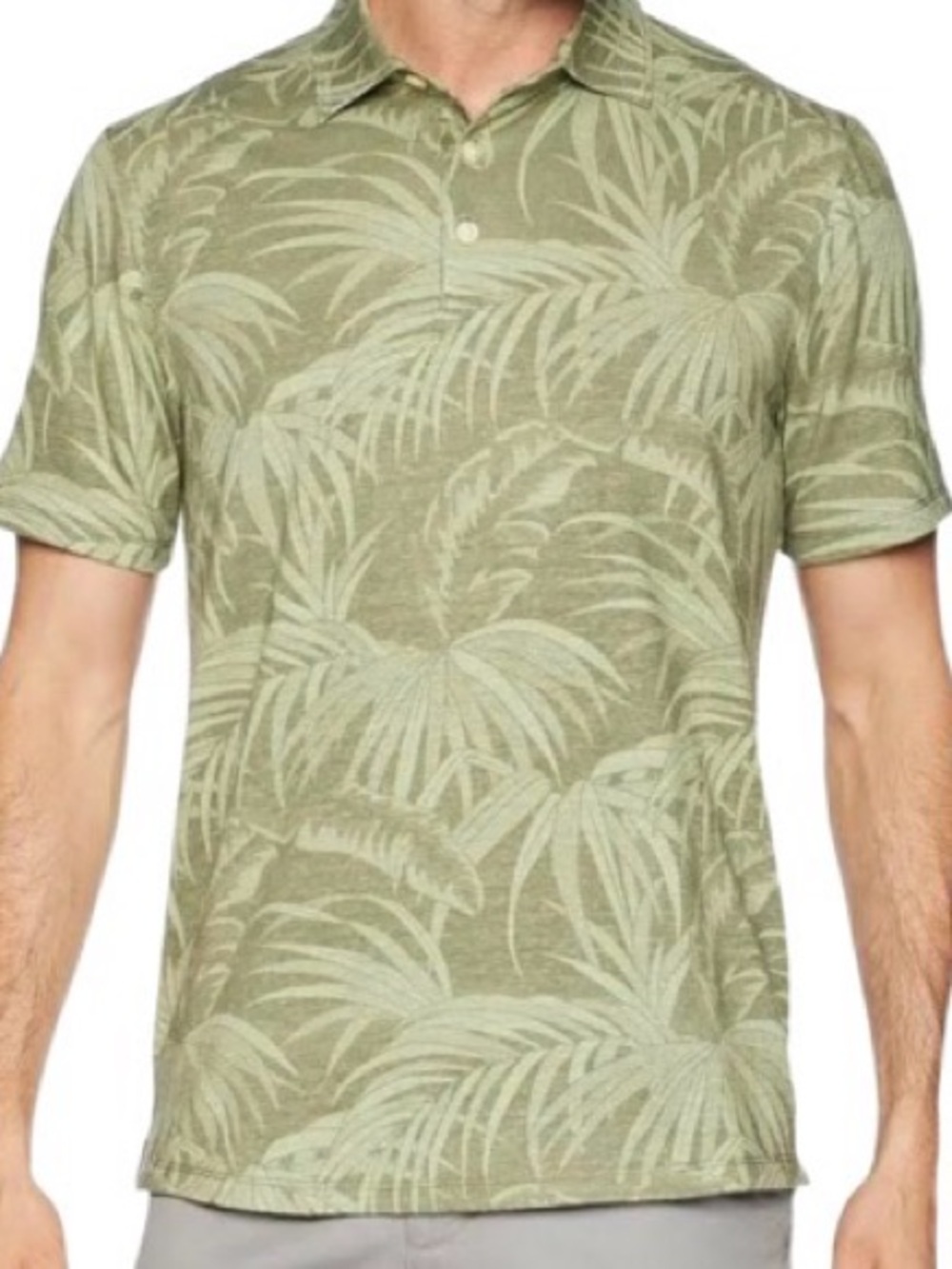 Tommy Bahama Flora Leaf Linen Blend Polo Green Size XL Tropical Vacation